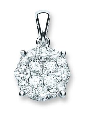 18ct White Gold Cluster Diamond Pendant