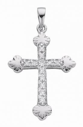 18ct White Gold Diamond Cross