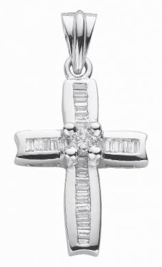 18ct White Gold Diamond Cross