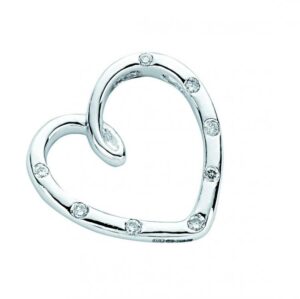 18ct White Gold Diamond Heart Pendant