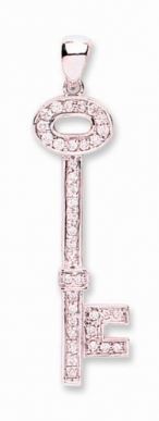18ct White Gold Diamond Key Pendant