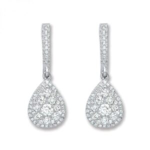 18ct White Gold Diamond Drop Earrings