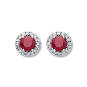 9ct Gold Diamond & Ruby Stud Earrings