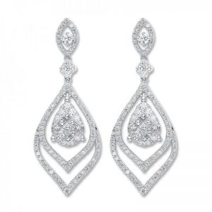 18ct White Gold Diamond Drop Earrings