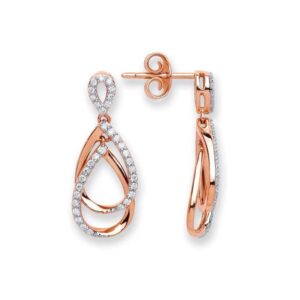 18ct Rose Gold Diamond Drop Earrings