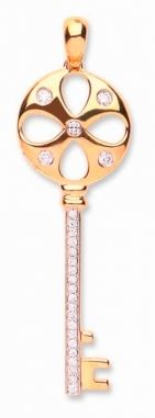 9ct Gold Diamond Key Pendant