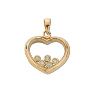 9ct Gold Floating Diamond Heart Pendant