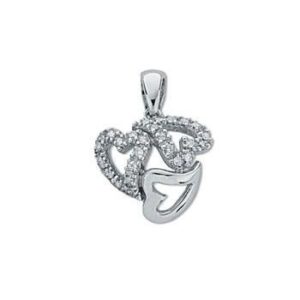 9ct White Gold Diamond 3 Heart Pendant