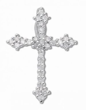 9ct White Gold Diamond Cross