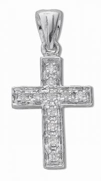 9ct White Gold Diamond Cross