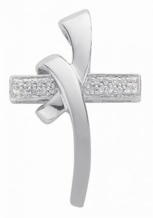 9ct White Gold Diamond Cross