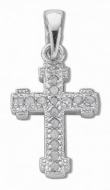 9ct White Gold Diamond Cross