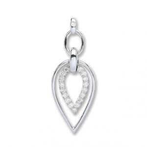 9ct White Gold Diamond Drop Pendant