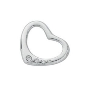 9ct White Gold Diamond Heart Pendant
