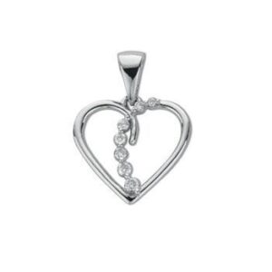 9ct White Gold Diamond Heart Pendant