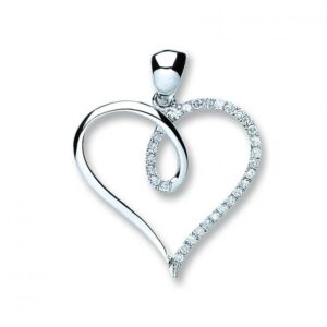 9ct White Gold Diamond Heart Pendant