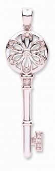 9ct White Gold Diamond Key Pendant