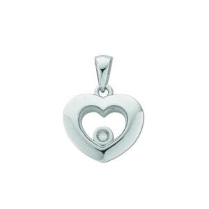 9ct White Gold Floating Diamond Heart Pendant