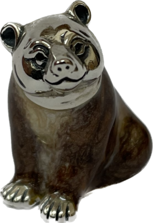 Sterling Silver Enamel Bear By Saturno