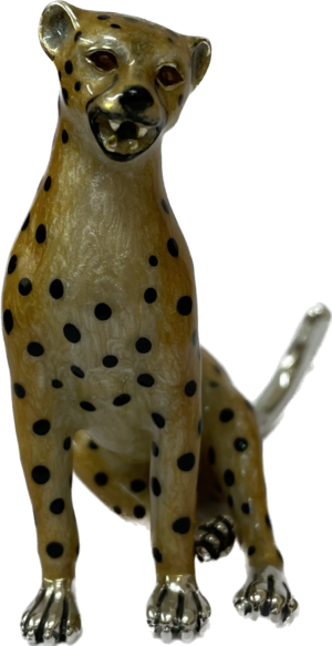 Sterling Silver Enamel Cheetah By Saturno