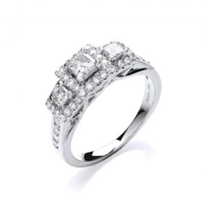 18ct white gold princess cut diamond dress ring