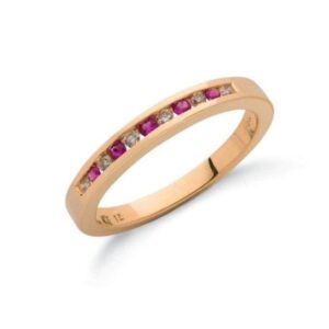 9ct gold diamond & ruby eternity ring.