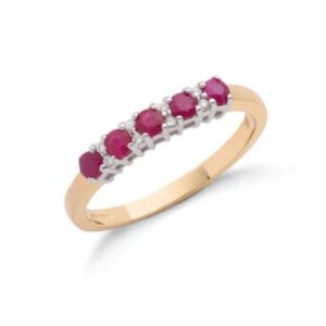 9ct gold diamond & ruby eternity ring.