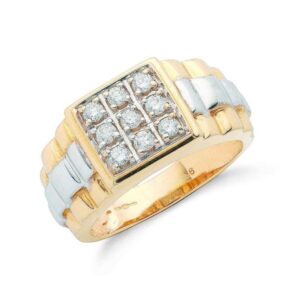 9ct Multi Colour Gold Diamond Dress Ring