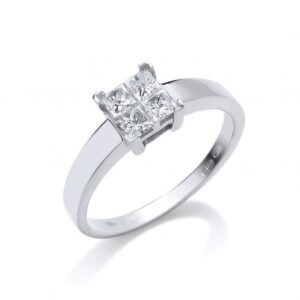 18ct white gold princess cut diamond dress ring
