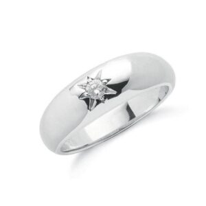 9ct white gold single stone Diamond ring