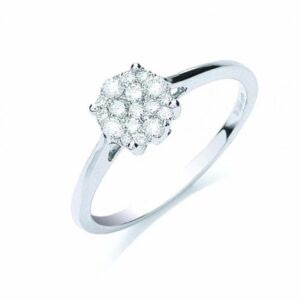 18ct white gold diamond cluster ring