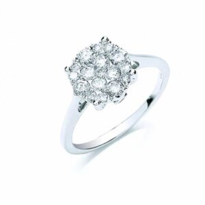 18ct white gold diamond cluster ring