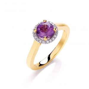 9ct gold Diamond & Amethyst ring
