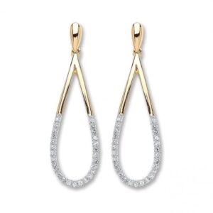 9ct Gold Diamond Drop Earrings