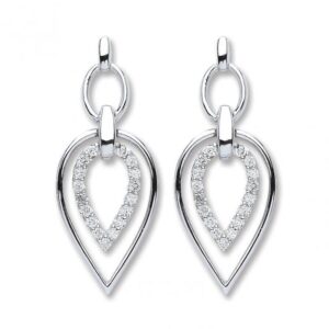 9ct White Gold Diamond Drop Earrings