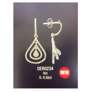 9ct White Gold Diamond Drop Earrings