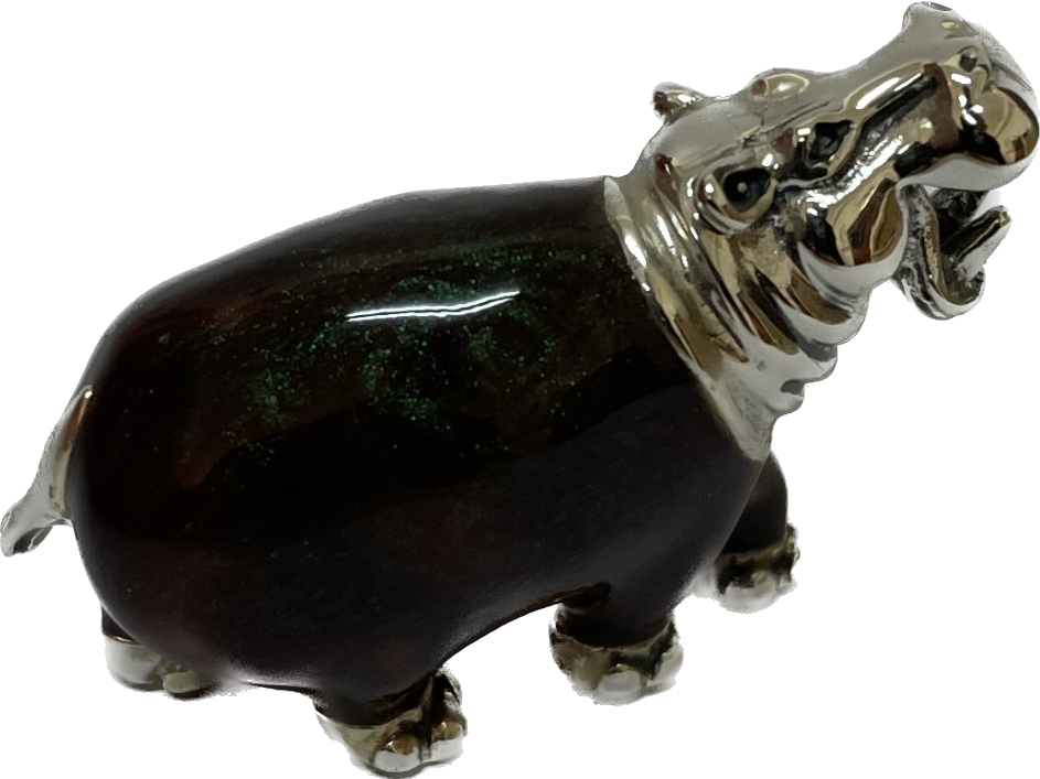 Sterling Silver Enamel Hippo By Saturno