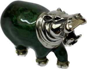Sterling Silver Enamel Hippo By Saturno