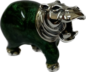 Sterling Silver Enamel Hippo By Saturno