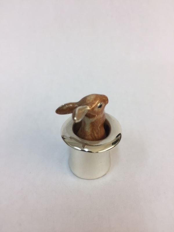 Sterling Silver Enamel Rabbit In a Hat By Saturno - Image 2