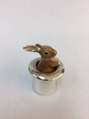 Sterling Silver Enamel Rabbit In a Hat By Saturno