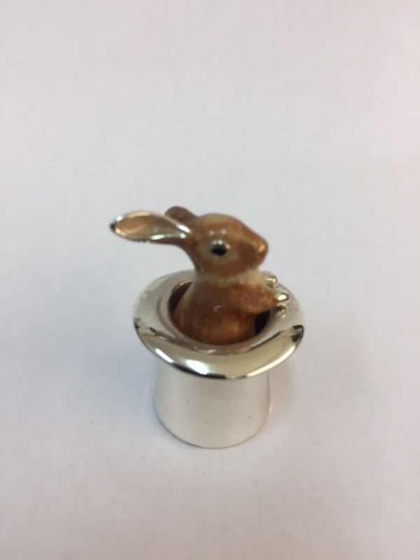 Sterling Silver Enamel Rabbit In a Hat By Saturno