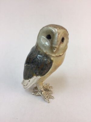 Sterling Silver Enamel Barn Owl By Sorini Argenti