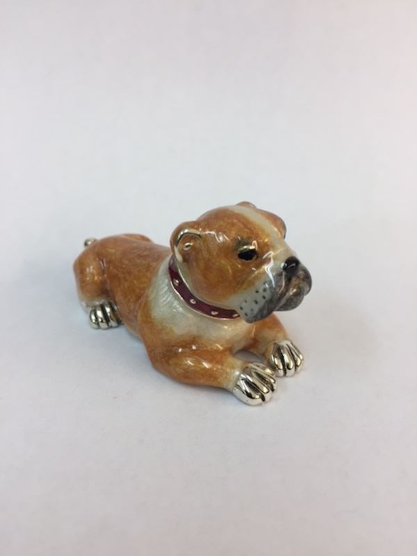 Sterling Silver Enamel Bulldog By Saturno