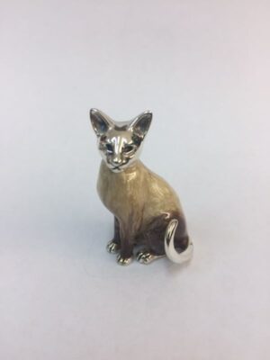 Sterling Silver Enamel Siamese Cat By Saturno