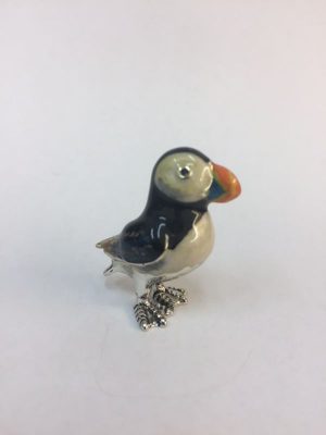 Sterling Silver Enamel Puffin By Saturno