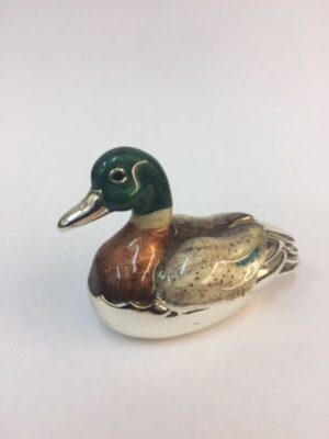Sterling Silver Enamel Mallard Duck By Saturno