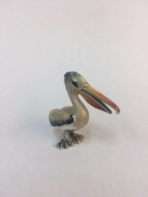 Sterling Silver Enamel Pelican By Saturno