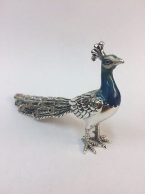Sterling Silver Enamel Peacock By Saturno
