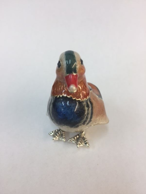 Sterling Silver Enamel Mandarin Duck By Saturno - Image 2